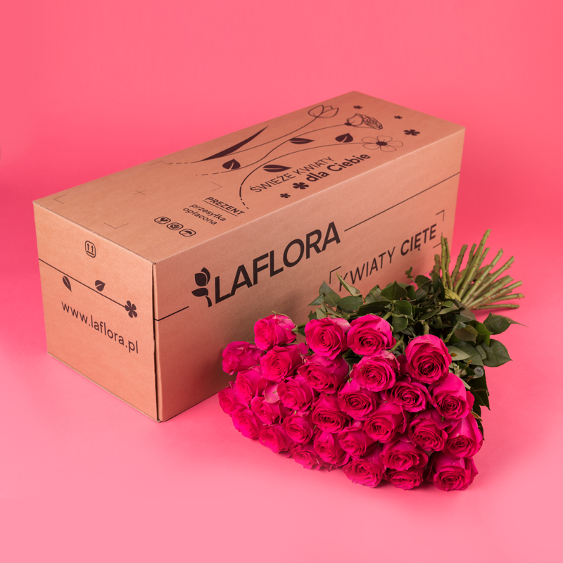 Kwiaciarnia Laflora - 30 róż różowych