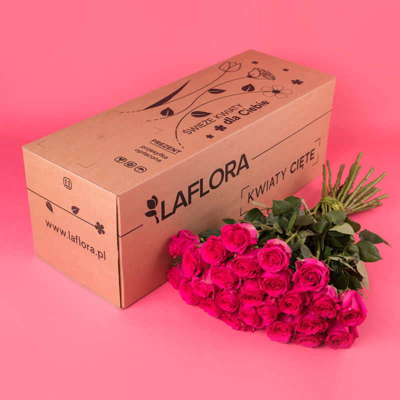 Kwiaciarnia Laflora - 25 róż różowych