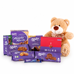 Kwiaciarnia Laflora - Zestaw Milka z misiem
