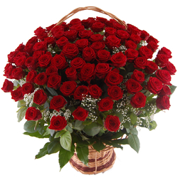 Kwiaciarnia Laflora - 100 róż w koszu